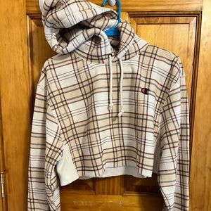 Champion Plaid Cropped Hoodie